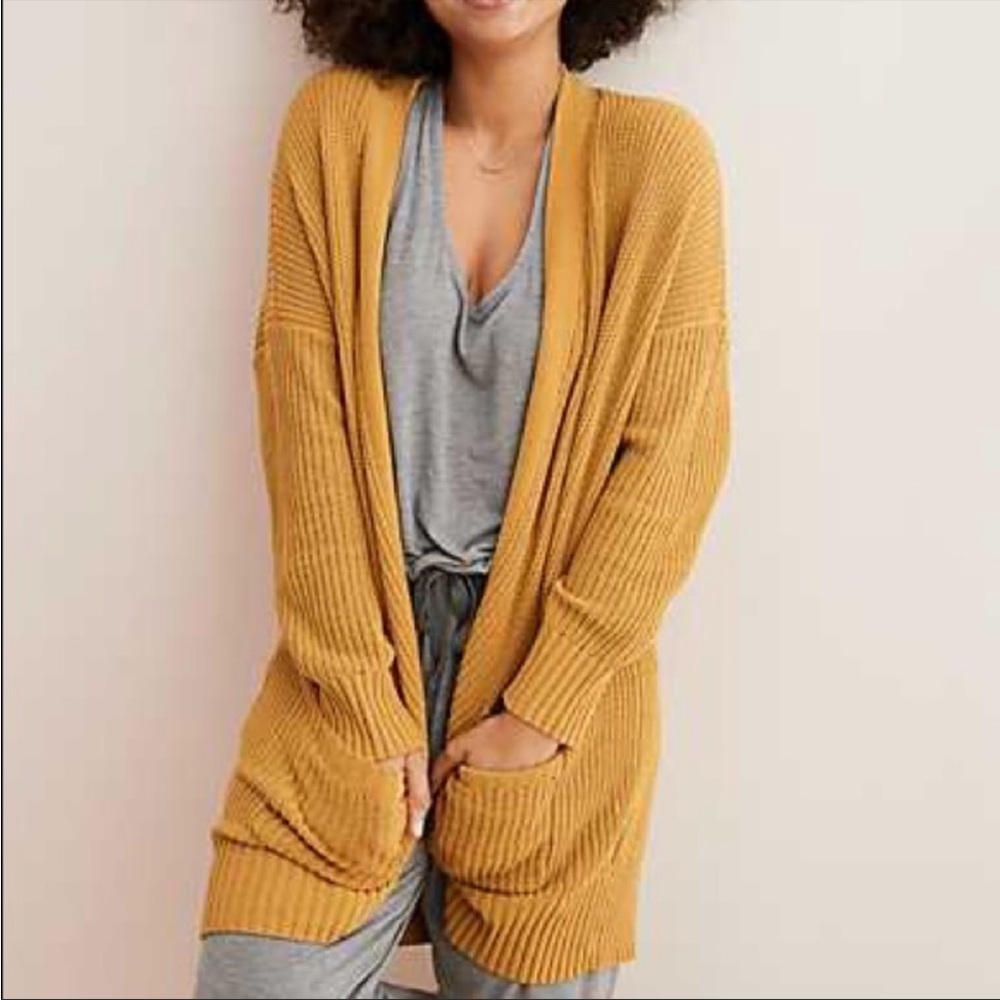 Aerie Chenille Mustard Yellow Cardigan- XXS